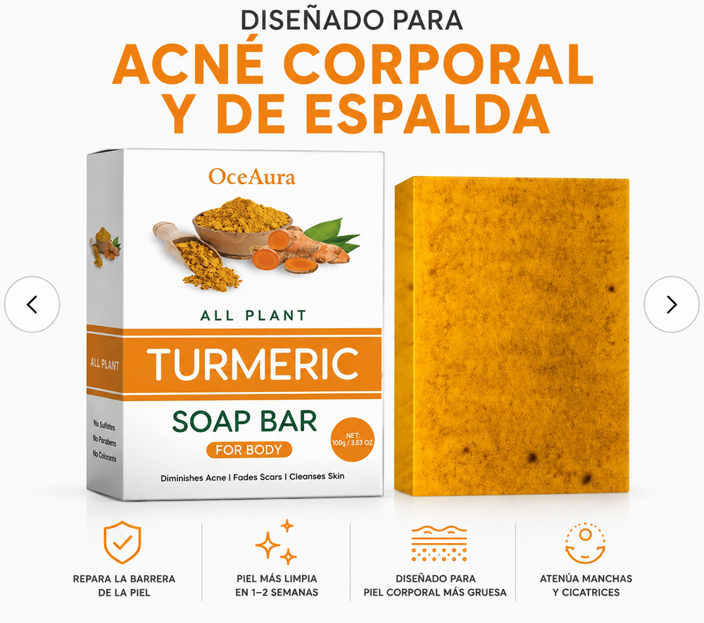 Pastilla de Jabón de Cúrcuma KINESIA · Piel Limpia sin Acné
