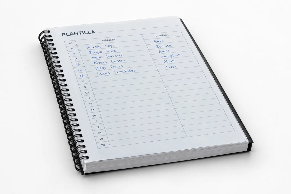 Libreta de 200 hojas con la plantilla